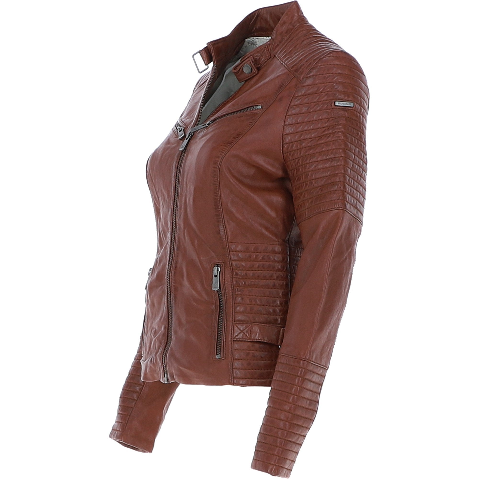 Women's Leather Biker Jacket Cognac: BikeX
