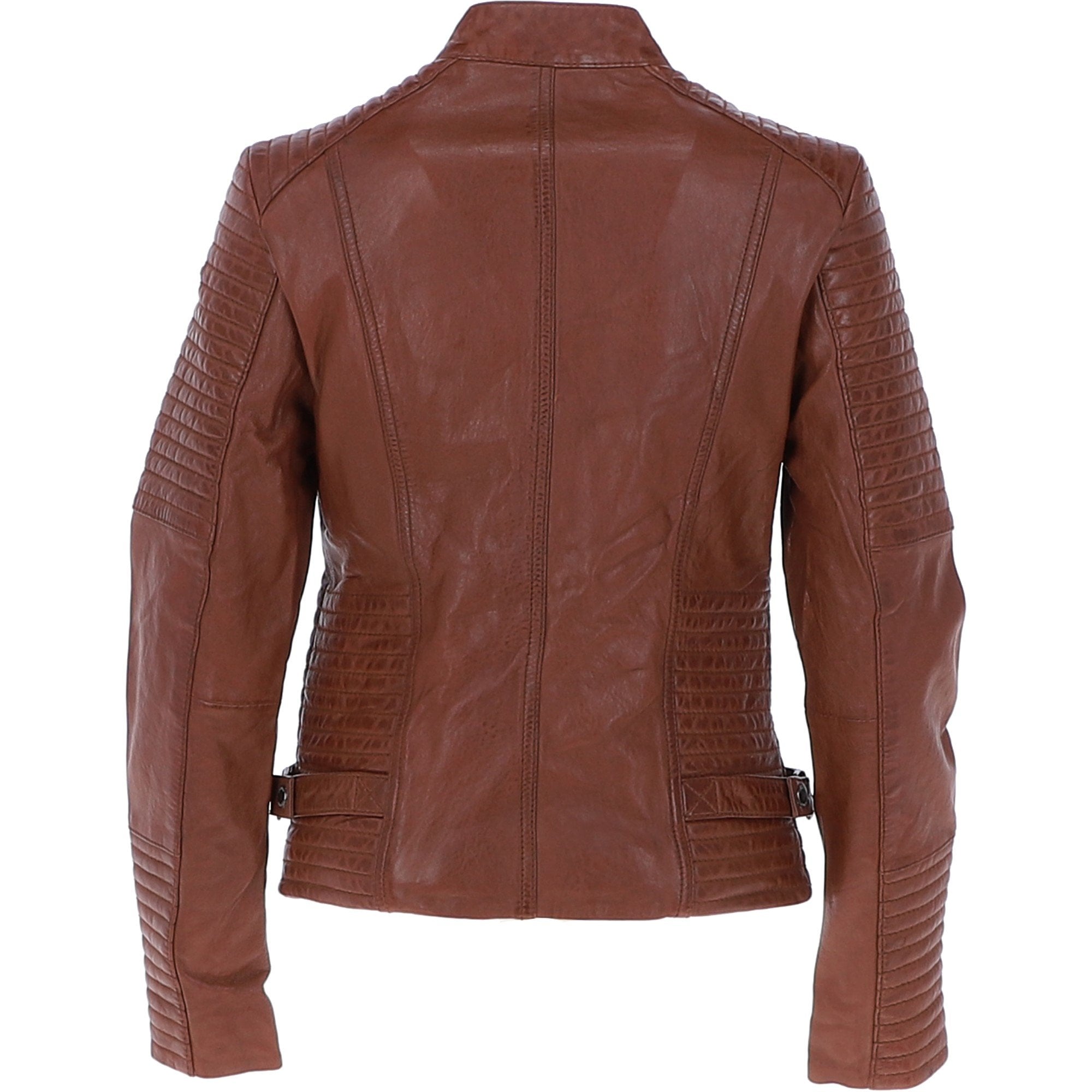 Women's Leather Biker Jacket Cognac: BikeX