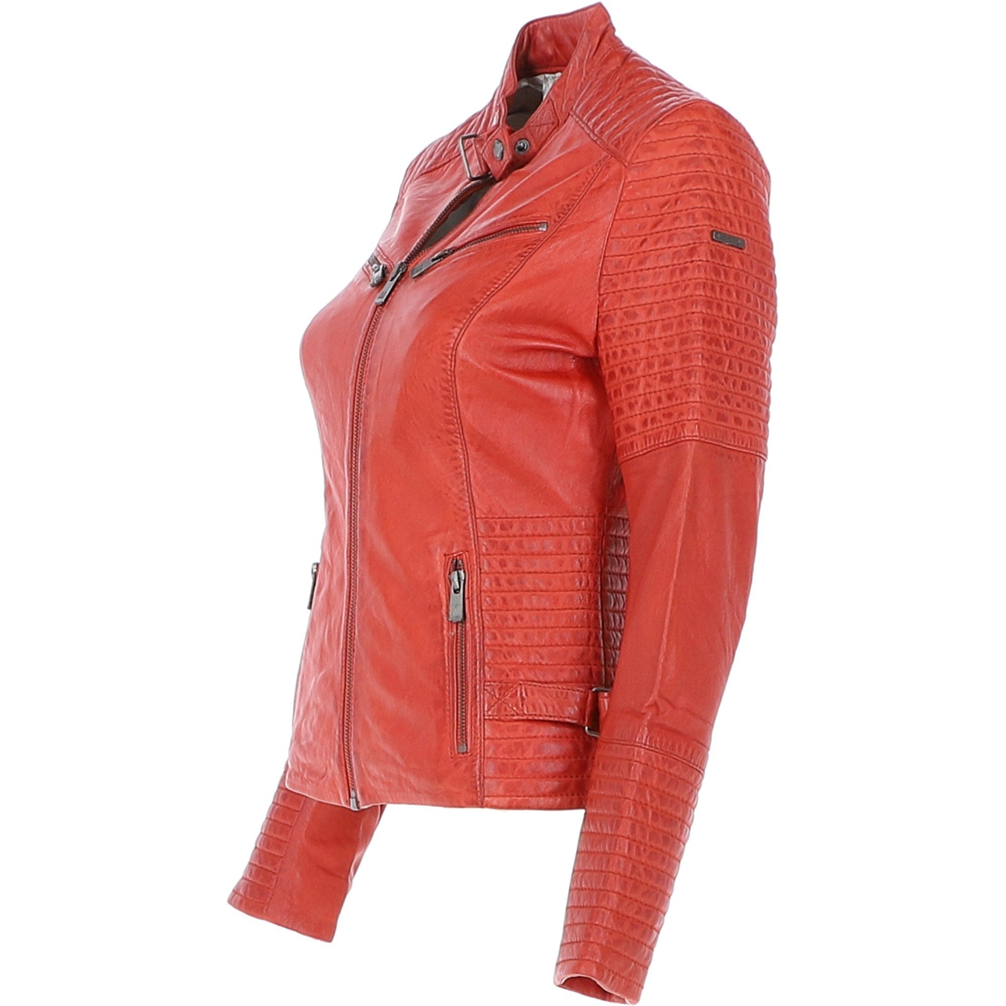 Women's Leather Biker Jacket Orange: BikeX