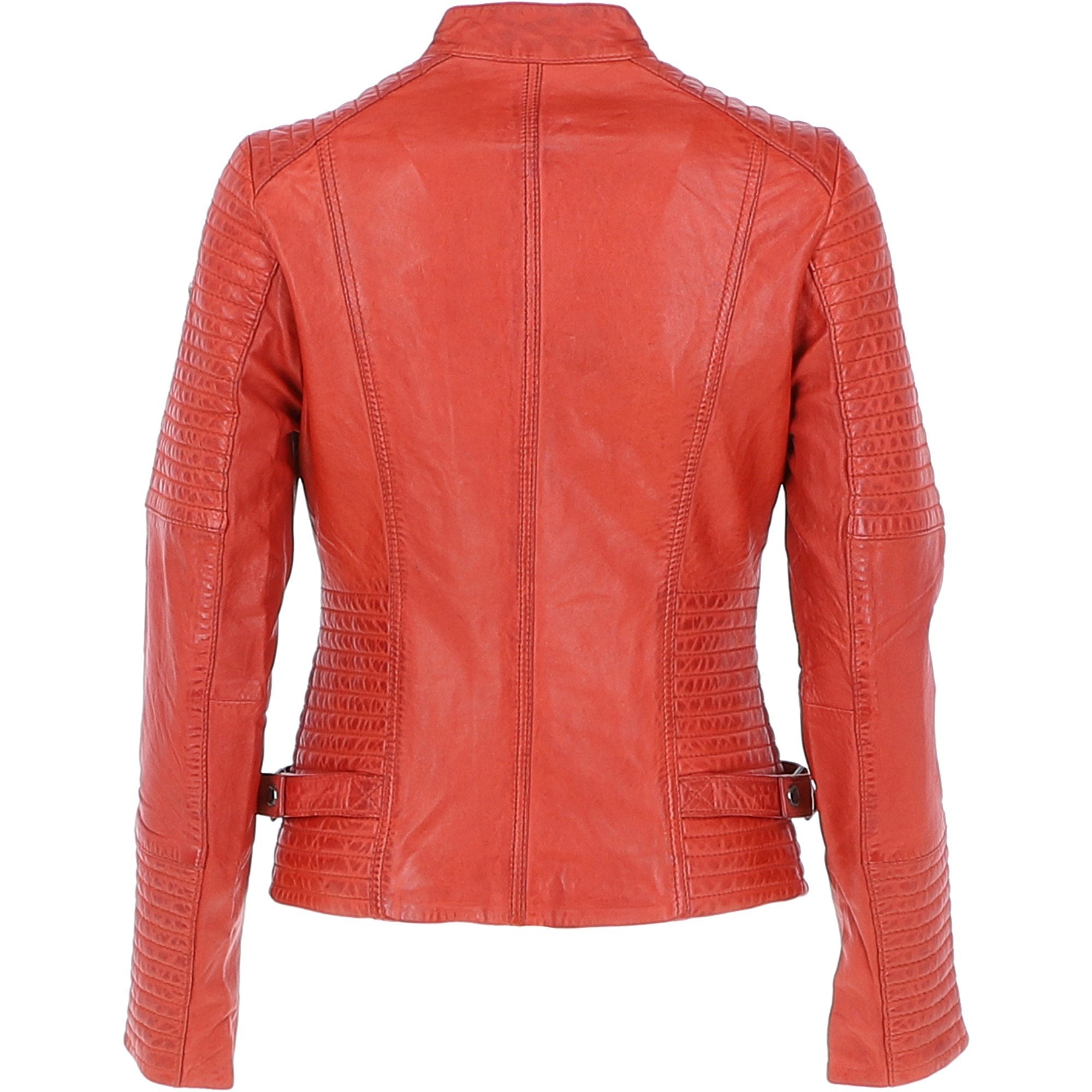 Women's Leather Biker Jacket Orange: BikeX