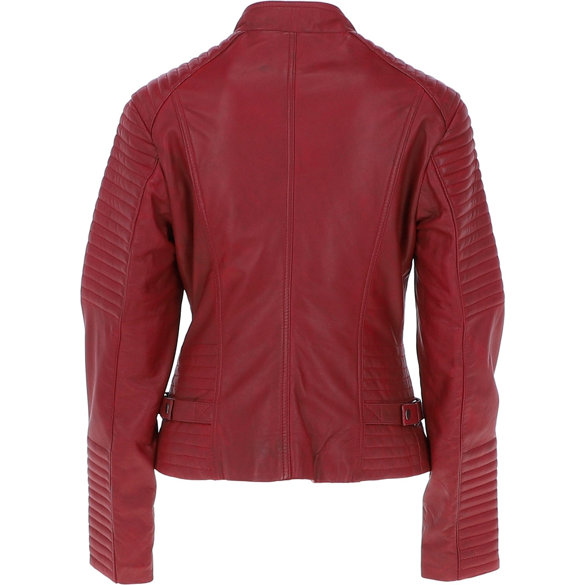Women's Leather Biker Jacket Red: BikeX