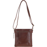 Two Section Zip Top Leather Crossbody Bag Chestnut: K-45
