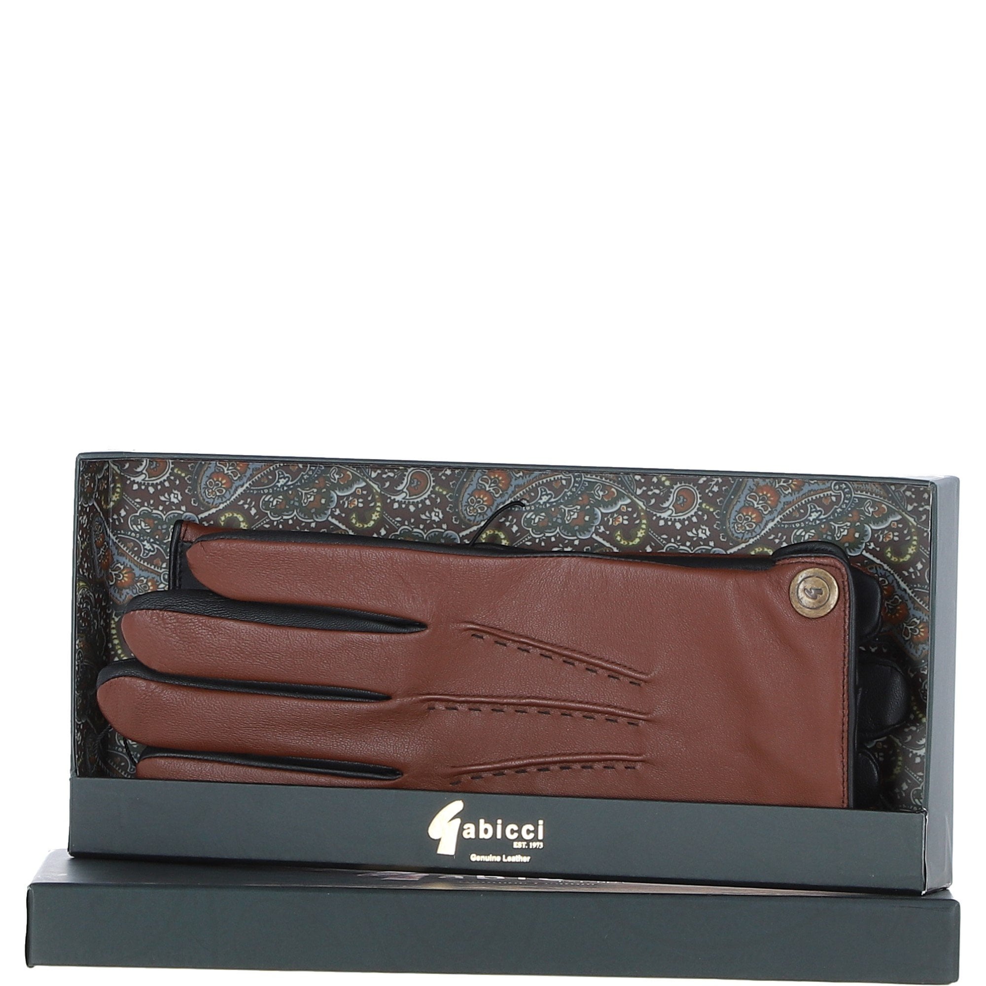 Men's Leather Gloves Tan/black: GB-535