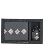 Leather Wallet & Key Ring Gift Set Grey/chalk/red: GB-305-GS