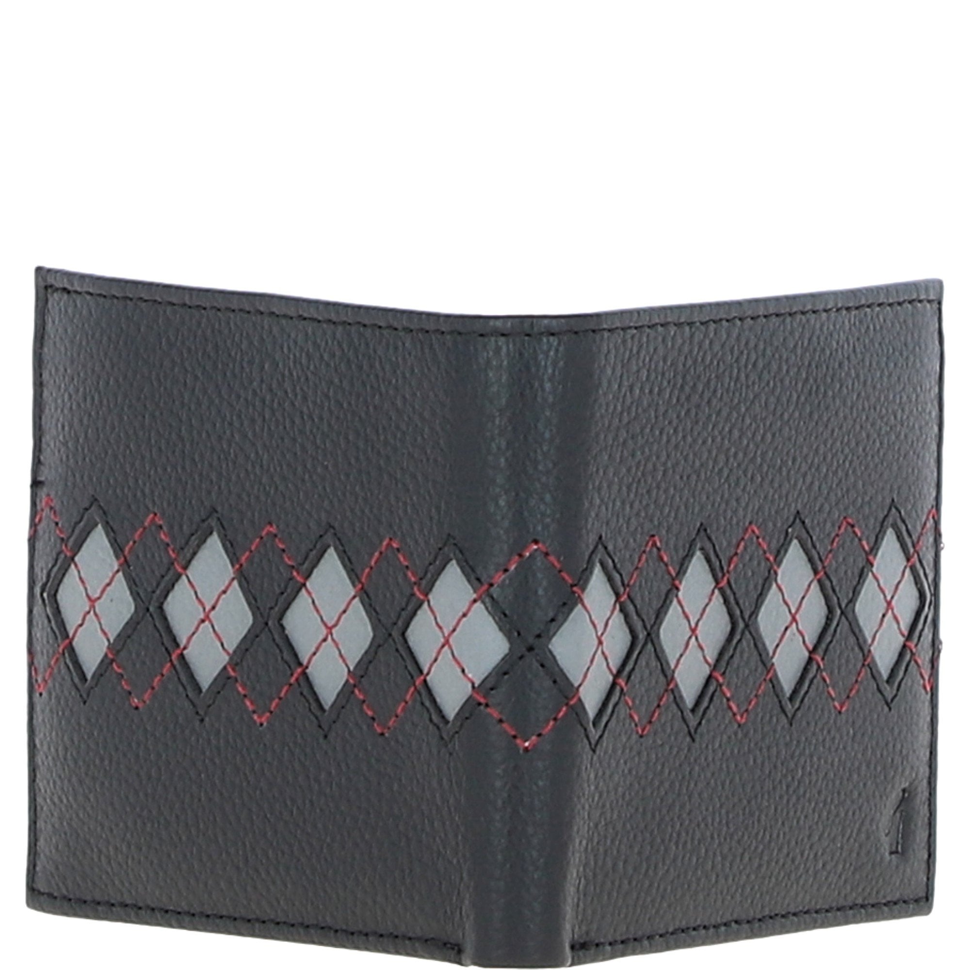 Leather Wallet & Key Ring Gift Set Black/grey/red: GB-305-GS