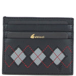 Leather Card Holder & Key Ring Gift Set Black/grey/red: GB-304-GS