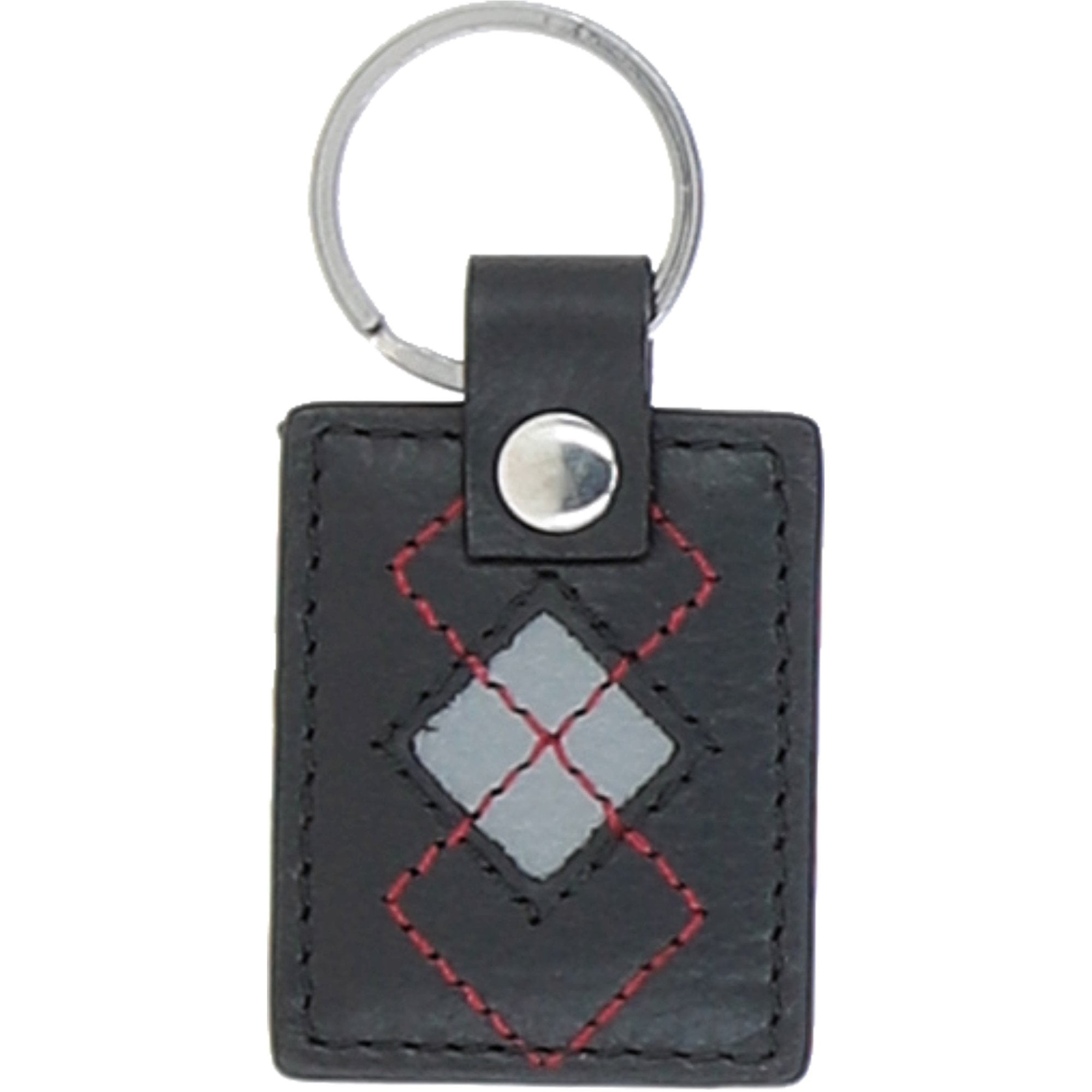 Leather Card Holder & Key Ring Gift Set Black/grey/red: GB-304-GS