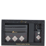 Leather Card Holder & Key Ring Gift Set Grey/chalk/red: GB-304-GS