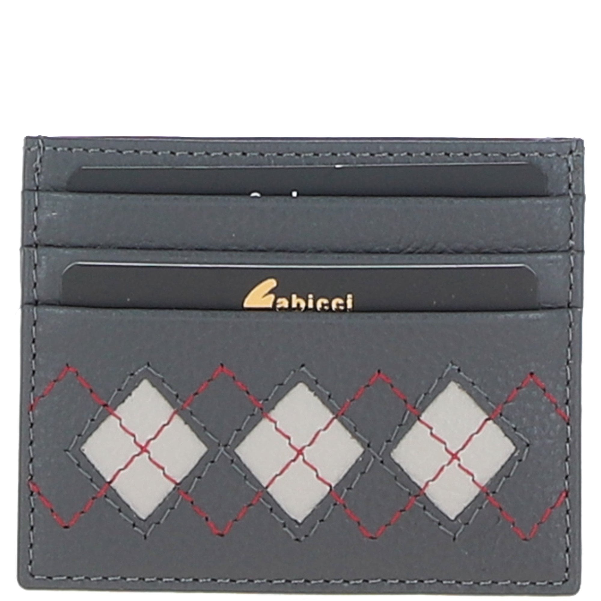 Leather Card Holder & Key Ring Gift Set Grey/chalk/red: GB-304-GS