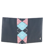 Men's Leather Wallet & Key Ring Gift Set Navy/pink/blue: GB-301-GS
