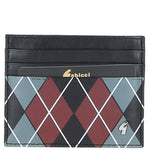 Leather Card Holder & Key Ring Gift Set Black/grey/red: GB-302-GS