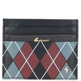 Leather Card Holder & Key Ring Gift Set Black/grey/red: GB-302-GS