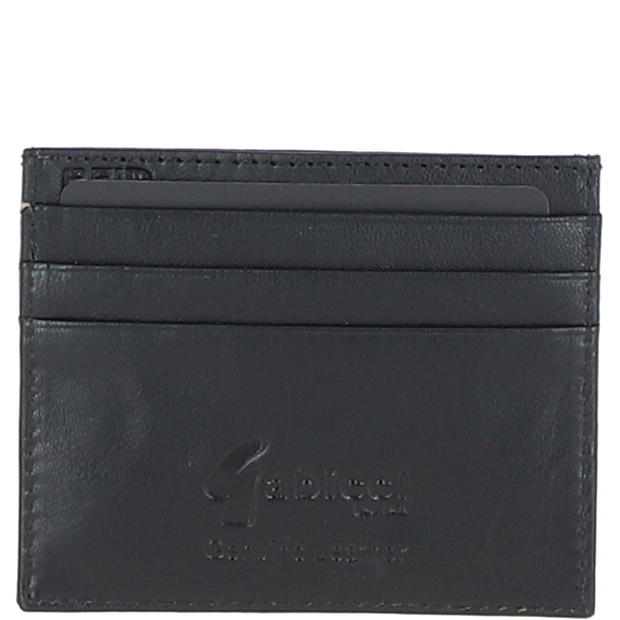 Leather Card Holder & Key Ring Gift Set Black/grey/red: GB-302-GS