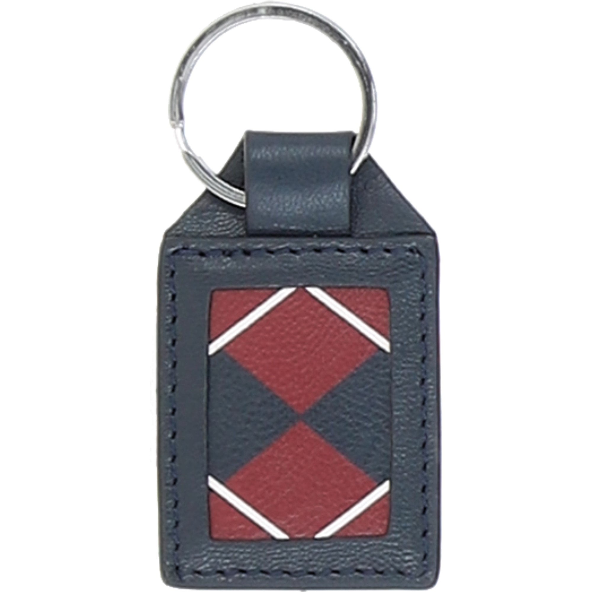 Leather Card Holder & Key Ring Gift Set Navy/grey/red: GB-302-GS
