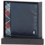 Leather Classic 8 Card Billfold Wallet Navy/grey/red: GB-156-AP