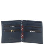Leather Classic 8 Card Billfold Wallet Navy/grey/red: GB-156-AP