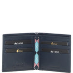 Leather Classic 8 Card Billfold Wallet Navy/pink/blue: GB-156-AP