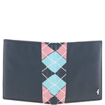 Leather Classic 8 Card Billfold Wallet Navy/pink/blue: GB-156-AP