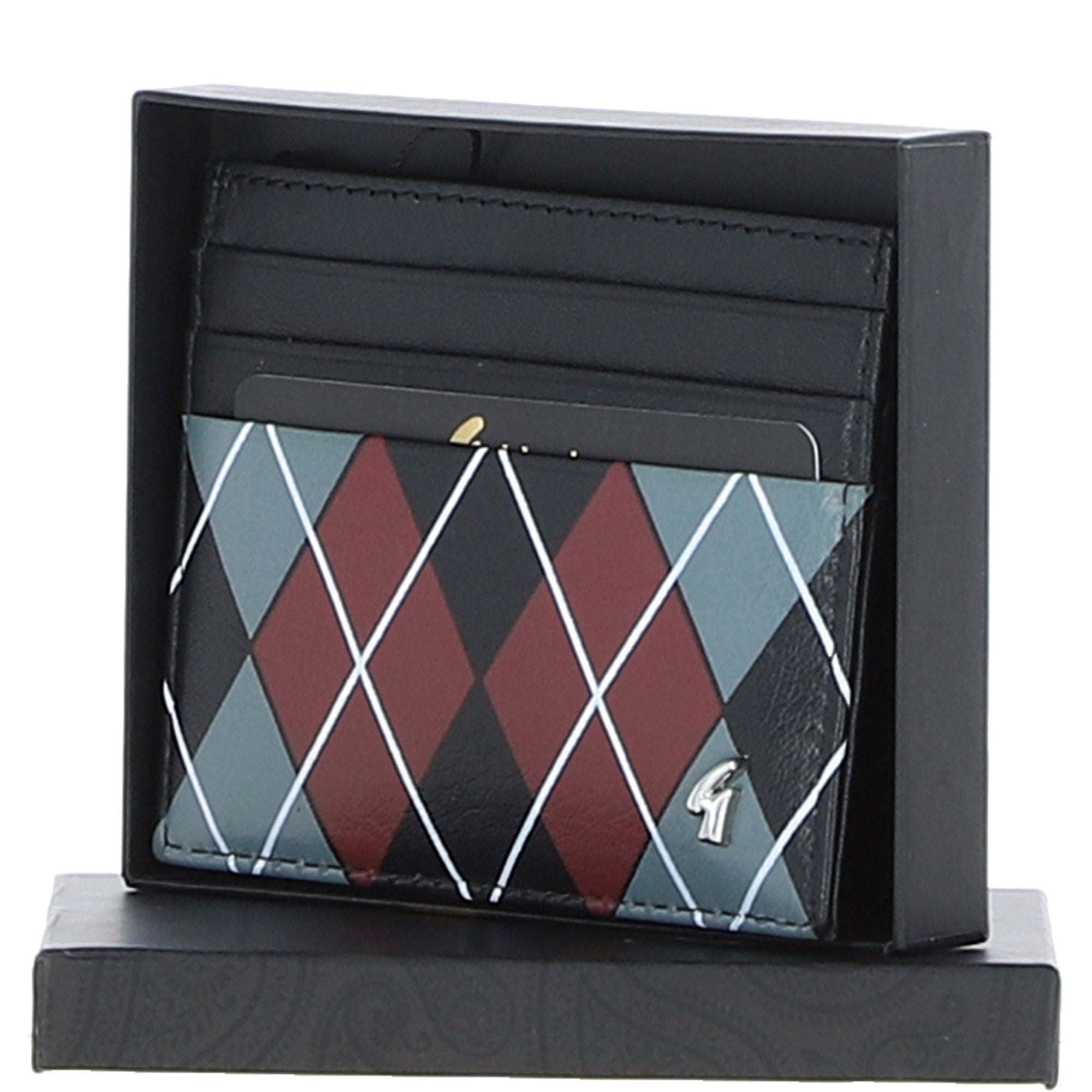 Gabicci Leather Card Holder Black/grey/red: GB-139-AP