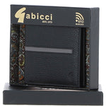 Small Leather 6 Card Billfold Wallet Black/grey: GB-125-IS