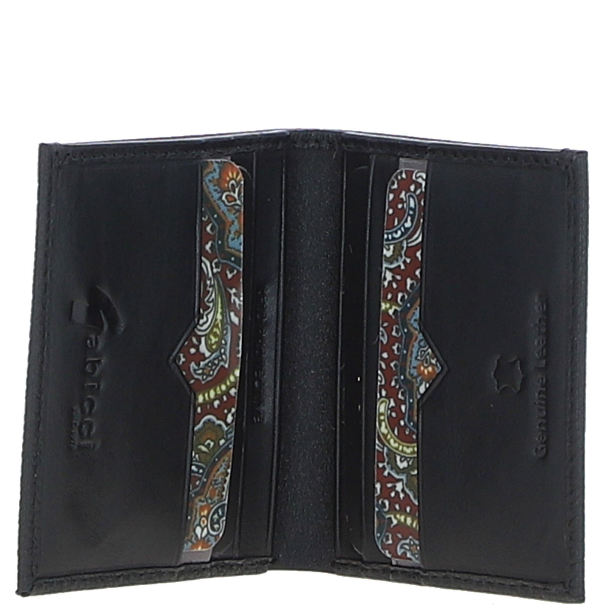 Small Leather 6 Card Billfold Wallet Black/grey: GB-125-IS