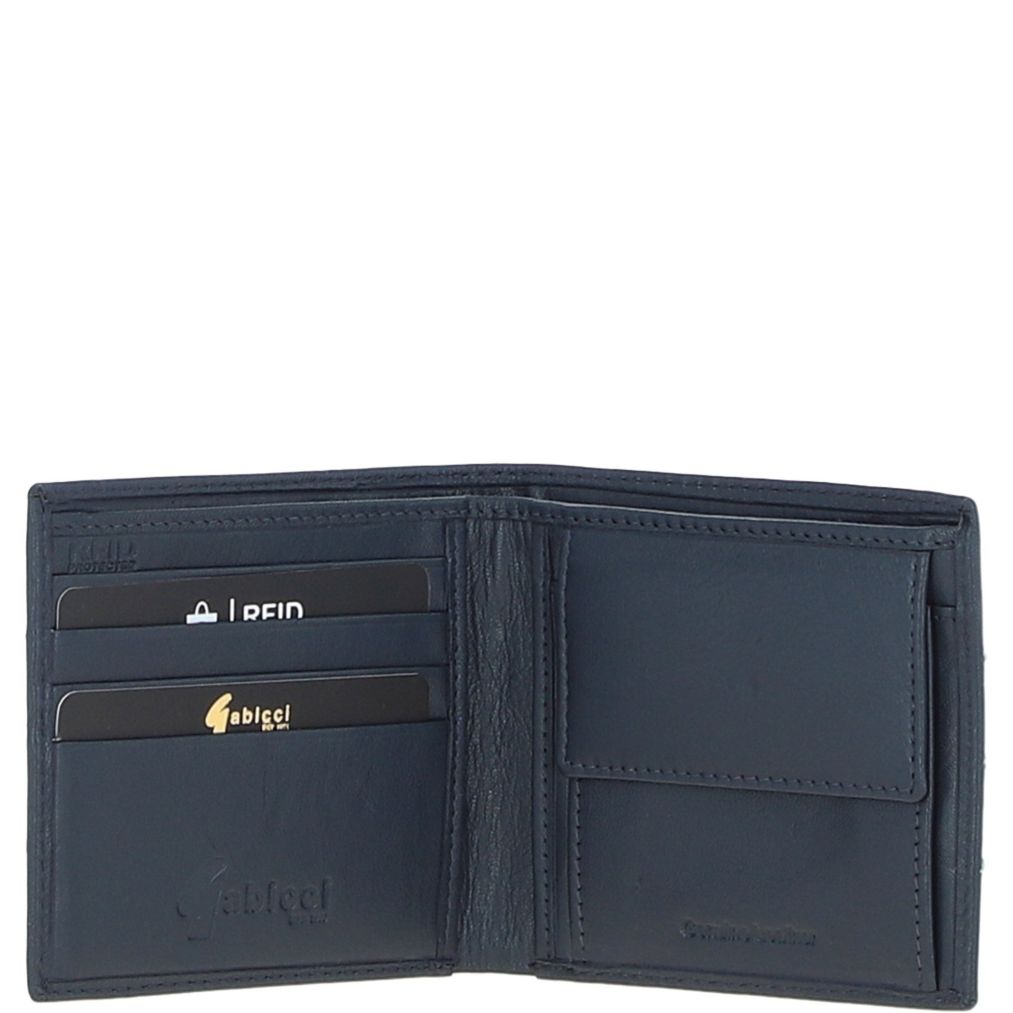 Leather 4 Card Billfold Wallet Navy: GB-145-AS
