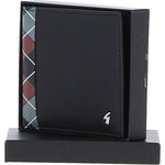 Leather 4 Card Billfold Wallet Black/grey/red: GB-145-AP