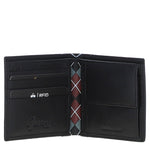 Leather 4 Card Billfold Wallet Black/grey/red: GB-145-AP