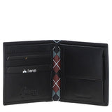 Leather 4 Card Billfold Wallet Black/grey/red: GB-145-AP