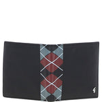Leather 4 Card Billfold Wallet Black/grey/red: GB-145-AP