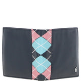 Leather 4 Card Billfold Wallet Navy/pink/blue: GB-145-AP