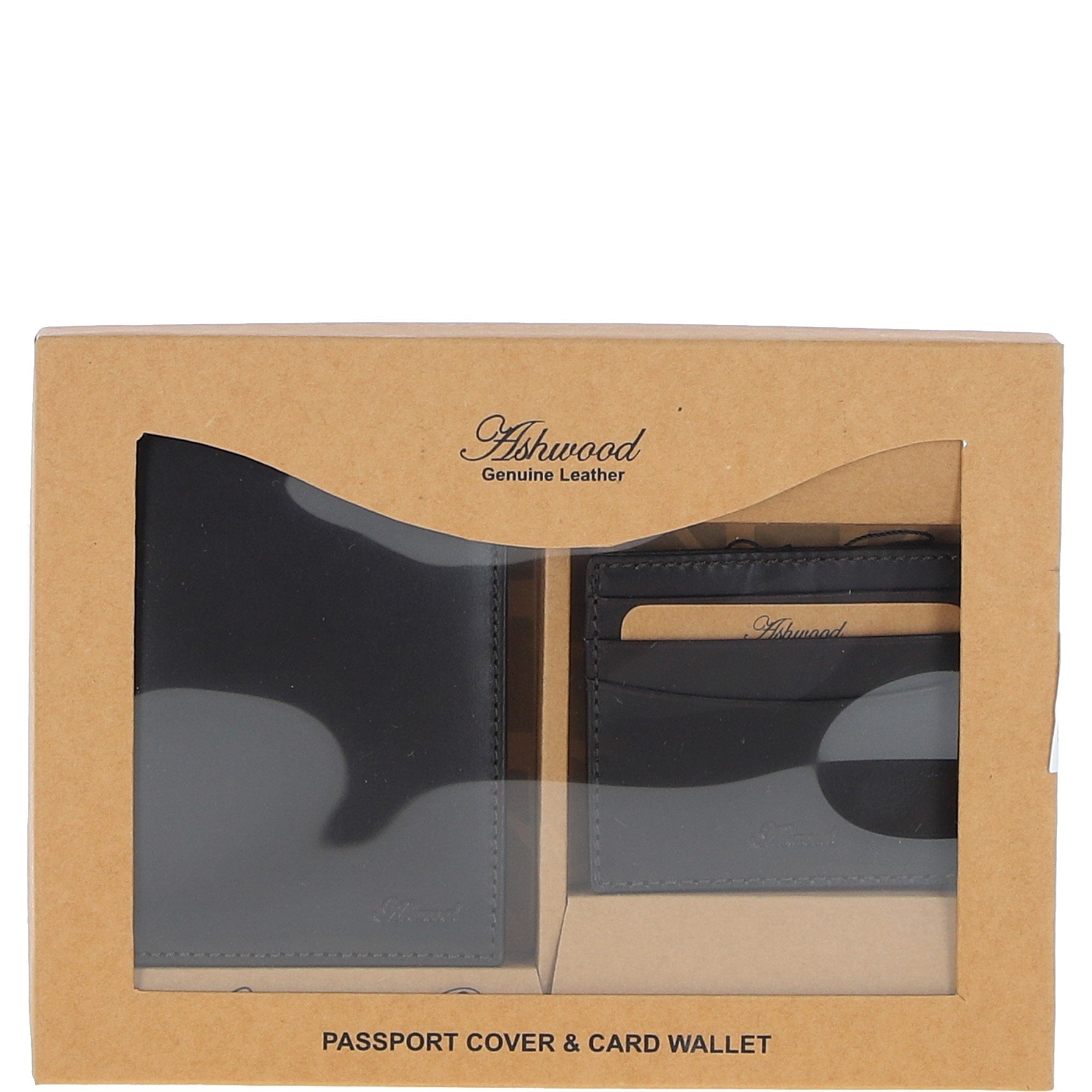 Leather Passport Cover & Card Holder Gift Set Brown: GS-1280