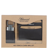 Men's Leather Card Holder & Key Ring Gift Set Brown: GS-1234
