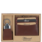 Men's Leather Card Holder & Key Ring Gift Set Chestnut: GS-1234