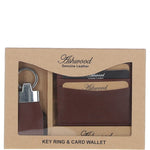 Men's Leather Card Holder & Key Ring Gift Set Chestnut: GS-1234