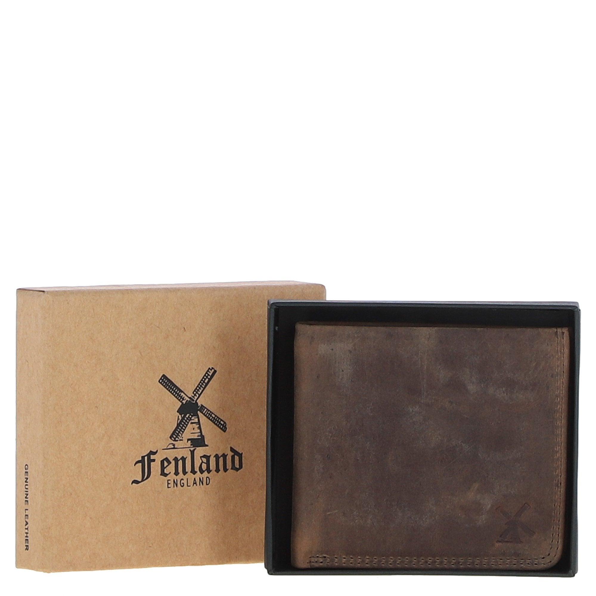 Men's Leather Classic 8 Card Billfold Wallet Mud/black: FEN-551