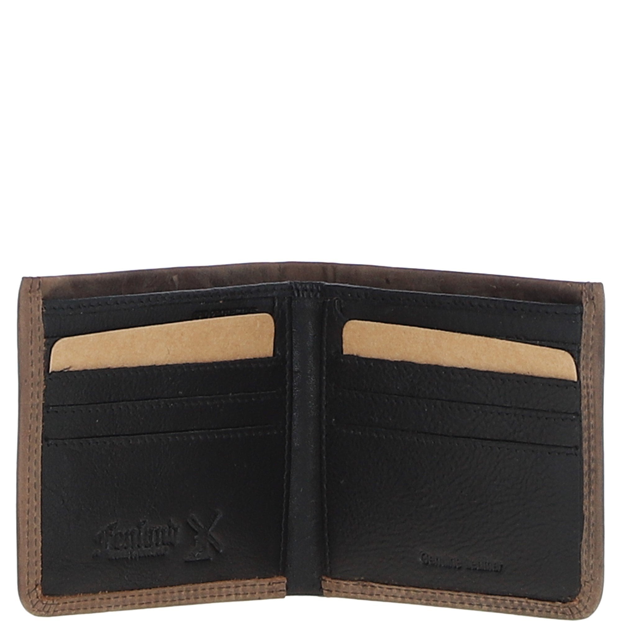 Men's Leather Classic 8 Card Billfold Wallet Mud/black: FEN-551