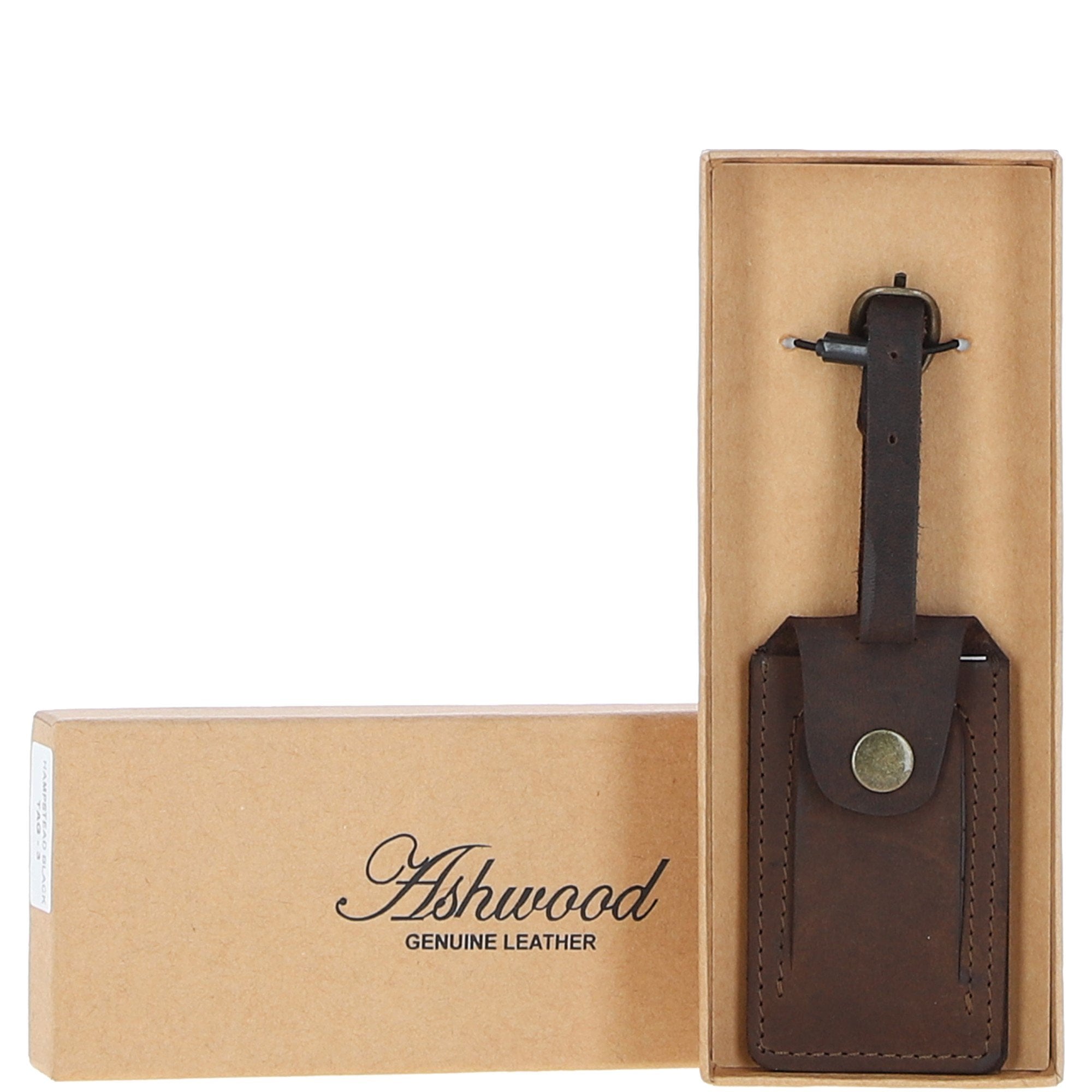 Leather Travel Luggage Tag Brown : Antico tag 1