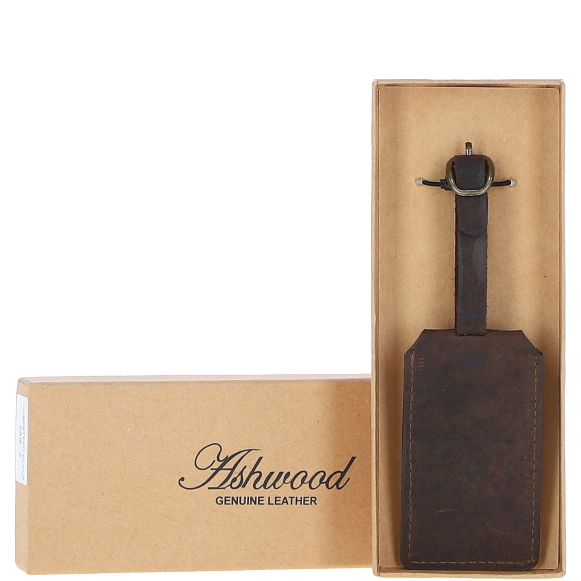 Leather Travel Luggage Tag Brown : Antico tag 1