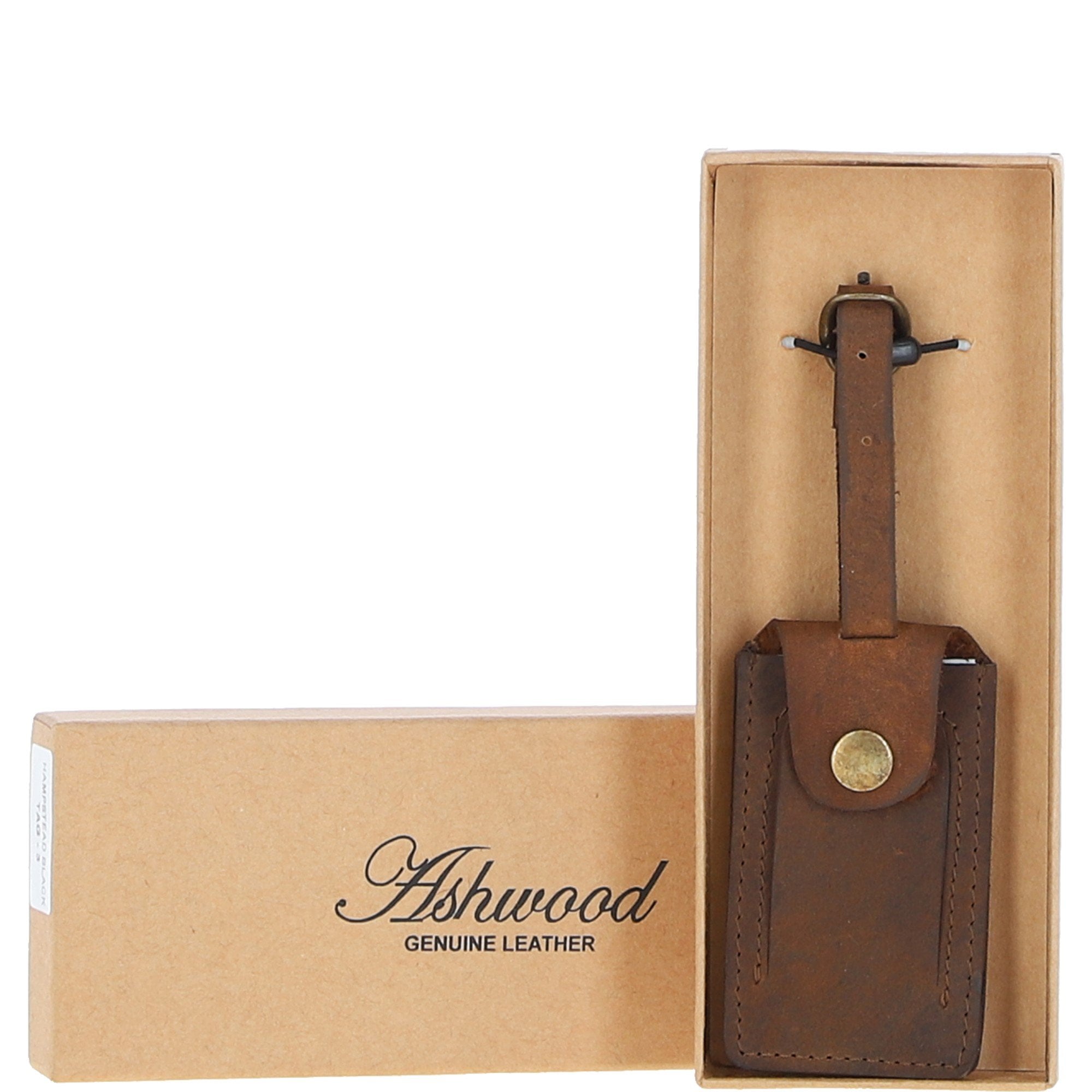 Leather Travel Luggage Tag Tan : Antico tag 1