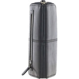 8 Card Zip Around RFID Protected Large Leather Purse Black: T-90