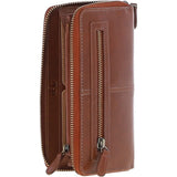 8 Card Zip Around RFID Protected Large Leather Purse Honey: T-90