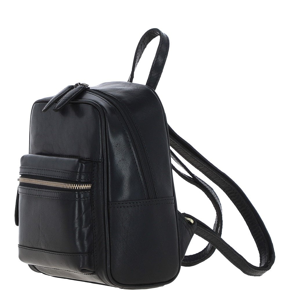 Ashwood Small Leather Backpack Black: T-87