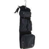 Mens Leather & Canvas Hanging Toiletry Bag Black : 7010