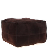 Suede Leather Square Boho Pouffe Brown: AGC-04