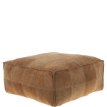 Suede Leather Square Boho Pouffe Camel: AGC-06