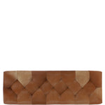 Luxury Hair-on Cowhide Quilted Bench with Chrome Stainless Steel Frame Tan: AGC-1920