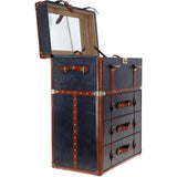 Stylish Vintage Leather Dressing Table/Living Drawer Royal Blue: TBZ1UCO605
