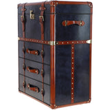 Stylish Vintage Leather Dressing Table/Living Drawer Royal Blue: TBZ1UCO605