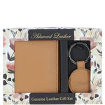 Leather Card Holder with Mirror & Key Ring Gift Set Camel :slg-31243
